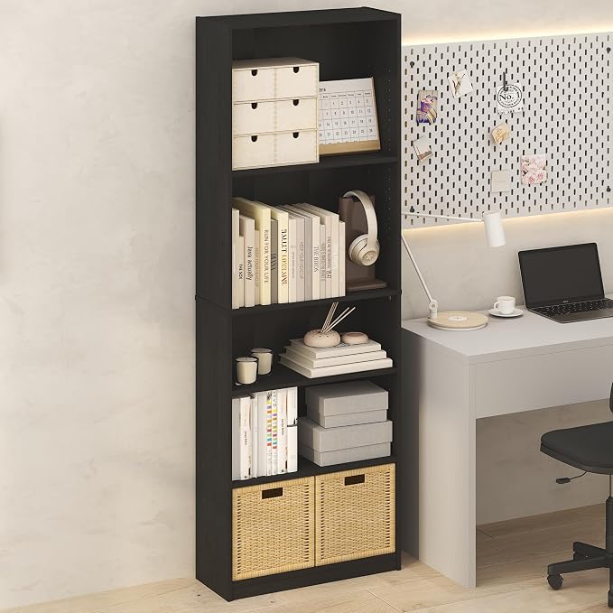 Furinno Jaya Simply Book Shelf, 5-Tier Bookshelf, Bookcase