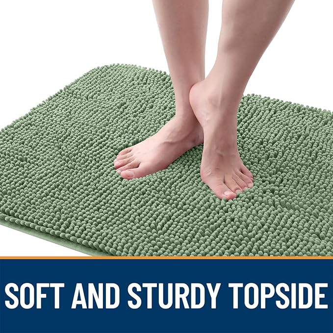 OLANLY Dog Door Mat for Muddy Paws 36x24, Absorbs Moisture and Dirt, Absorbent Non-Slip Washable Doormat, Quick Dry Chenille Mud Mat, Entry Indoor Entryway Carpet for Inside Floor, Olive Green