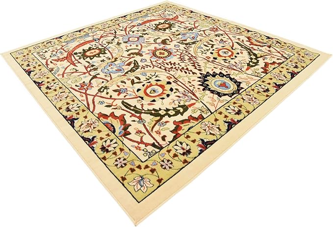 Unique Loom Espahan Collection Area Rug - Cape Cod (8'Square, Cream/ Black)