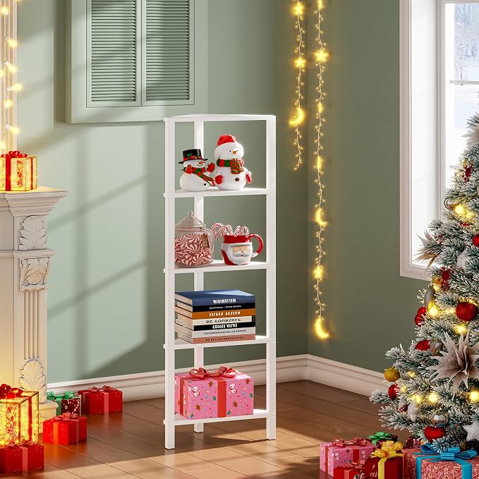 TUTOTAK Corner Shelf, 5-Tier Corner Bookshelf