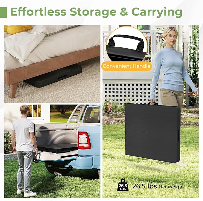Goplus 6ft Folding Table, Indoor Outdoor Foldable Plastic Folding Tables, Heavy-Duty Rectangular Fold Up Table w/Handle, Portable Utility Card Table for Picnic, Party, Dining, Camping, Beach, Black