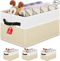 Large Shelf Storage Bins [4 Pack],Decorative Collapsible Storage Basket,Fabric Closet Organizer and Home Storage Cubes with Handles for Organizing Books, Clothes, Toys, Nursery（Beige）