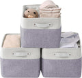 DECOMOMO Storage Bins, Large Fabric Storage Baskets for Shelves, Decorative Linen Closet Organizer, 15 x 11 x 9.5 inches (Purple & White, 3 Pack)
