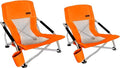Nice C Low Beach Chair, Beach Chairs for Adults 2 Pack, Sling, Folding, Portable, Concert, Kids, Boat, River, Sand Chair, Sillas De Playa, with Cup Holder & Carry Bag (Set of 2 Orange)