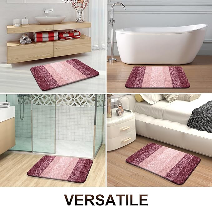 OLANLY Bathroom Runner Rugs 59x20, Extra Soft Absorbent Microfiber Bath Rugs, Rubber Backing, Quick Dry, Machine Washable Bath Mats for Bathroom Floor, Tub and Shower, Home Decor Accessories, Red