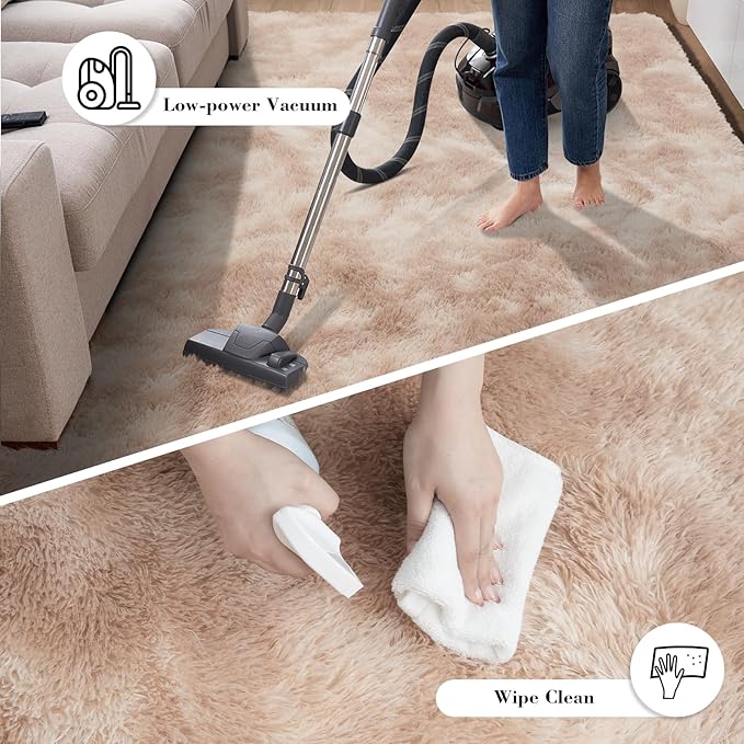 Fluffy Rug Shaggy Area Rug, Mottling Beige 9x12 Area Rugs for Living Room, Large Shag Area Rugs for Bedroom Kids Room Home Decor, Upgrade Anti-Skid Rectangular Fuzzy Rugs