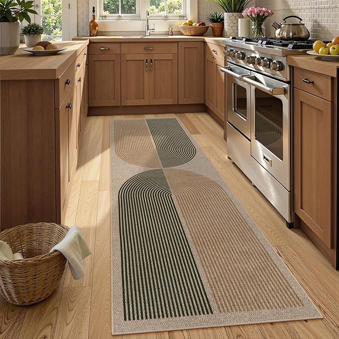 Lahome Modern Rainbow Easy Jute Rug, 2x8 Hallway Runner Washable Rugs for Entryway Farmhouse Kitchen Rug, Non Slip Indoor Outdoor Carpet Contemporary Throw Door Mat for Bedroom Porch