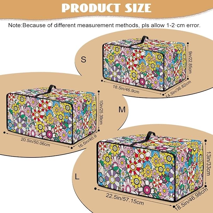 Convection Toaster Oven Dustproof Cover Countertop Air Fryer Toaster Oven Cover with Pockets, Small Appliances Protector, M, 16.5 x 20.5 x 10 Inch, Groovy Hippie Flower