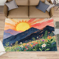 Boho Sun Area Rugs 4x5ft, Minimalist Line Kids Play Rug, Geometric Solar Throw Rugs Bedroom Fluffie Soft for Coffee Shop Living Room Under Table Game Room