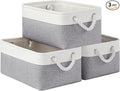 Storage Baskets for Shelves 13.8x9.8x6.7 Inch, Foldable Fabric Storage Bins with Handles, Small Storage Baskets for Organizing Closet, Office, Home Organization (3-Pack, White&Gray)