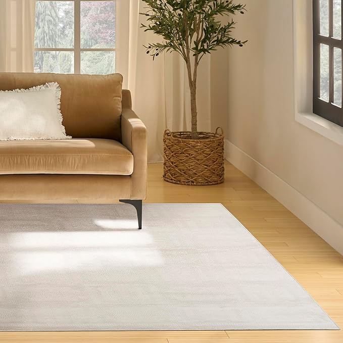 Nourison Nordic Ivory 8' x 10' Scandinavian Area Rug - Easy Clean, Non Shedding, Bed Room, Living Room, Dining Room, Kitchen (8' x 10')