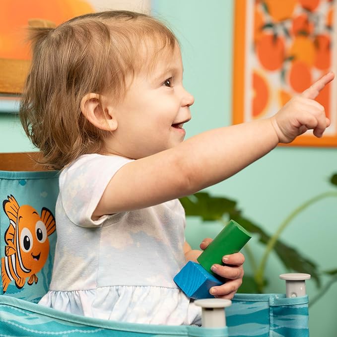 Bright Starts Disney Finding Nemo Pop 'N Sit Portable Booster, Indoor/Outdoor Use, Floor Seat with Feeding Tray, 6 Mos - 3 Yrs