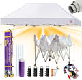 Tradesparker 10x15 Pop Up Canopy Tent,Commercial Movable Canopy with ApexCore LED&Rugged Casters-Instant Easy Setup Shelter Canopies with Weight Bags&Stakes for Outdoor Events Markets Vendors,White