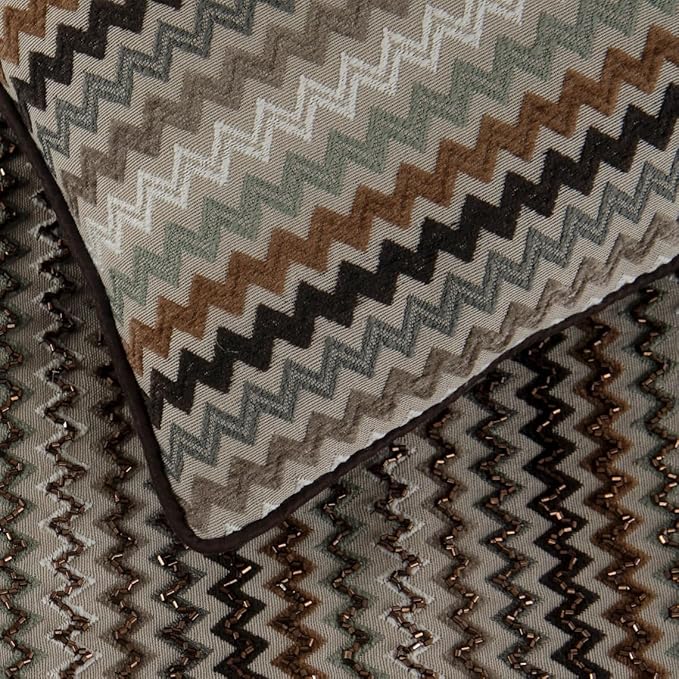 The HomeCentric Decorative Designer Handmade Bed Runner with 2 Decorative Throw Pillow Cover, 68 x 18 Inch Velvet Designer Full Size Bed Scarf with Tassle & Bead Embroidered Bed Linen - Chevron Fun