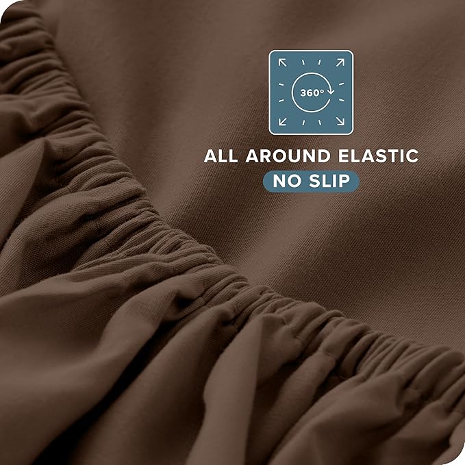 Bare Home Queen Sheet Set - Luxury 1800 Ultra-Soft Microfiber Queen Bed Sheets - Double Brushed - Deep Pockets - Easy Fit - 4 Piece Set - Bedding Sheets & Pillowcases (Queen, Cocoa)
