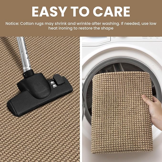 IOHOUZE Washable Exrea Long Hallway Runner Rug 3x18 Non Slip Rubber Backed Kitchen Runner Entryway Runner Indoor, Woven Rugs Floor Carpet for Kitchen Hall Entryway Stair, Orange/Tan/Brown