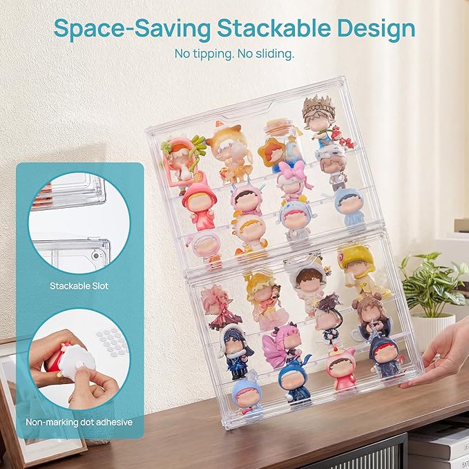 Vtopmart 2 Pack Acrylic Display Case, Stackable Figure Display Case