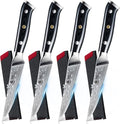 KYOKU Gin Series Steak Knife Set of 4, 4.5" Steak Knives, Japanese VG10 Damascus Stainless Steel Kitchen Knife Set with Silver Ion Blades G10 Handles Mosaic Pins, Cutlery Set w/Sheaths & Case