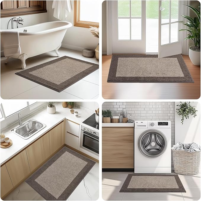 Machine Washable Kitchen Rug 24" x 96", Non Slip Kitchen Mat for Floor, Absorbent Entrance Runner Rug for Bedroom, Hallway, Bathroom, Door (Roll Packing)
