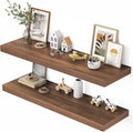 Dreamland 48" Floating Shelves for Wall, 12" Deep Thicker Walnut Floating Shelves, Wall-Mounted Shelves for Bedroom, Living Room, Kitchen, Bathroom - Set of 2