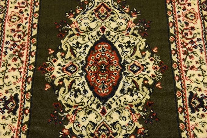 Unique Loom Reza Collection Traditional Persian Style Area Rug, 2 ft 7 in x 10 ft, Olive/Ivory