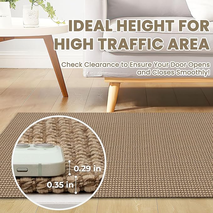 Braided Runner Rug 3x18 Ft Washable Runners for Hallways Non Slip Kitchen Runner Rug Cotton Long Entryway Runner Indoor, Woven Carpet for Hall Stair Entryway, Orange/Tan/Brown