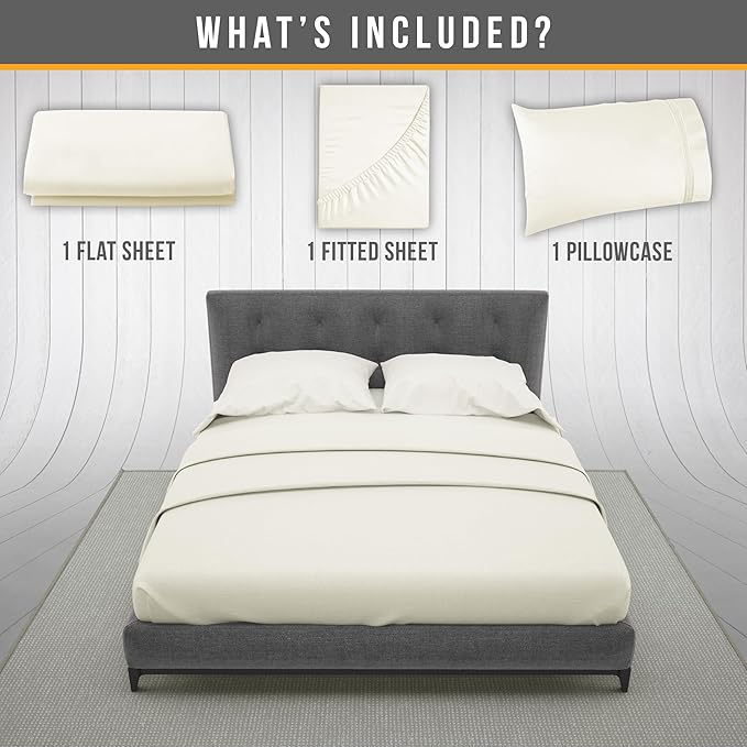Queen Sheet Set - Luxury Hotel Bed Sheets - Soft Cooling Sheets with Elastic Corner Straps - Deep Pockets Microfiber Bedsheet - Bedding Sheet & Pillowcases - 4 Piece (Queen Size, Ivory)