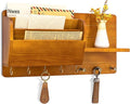 Rebee Vision Pine Wood Farmhouse Key Holder Wall Mount - Key Holder for Wall with Mail Slot Can Store Letters and 8 Hooks for hat Organizer - Ideal for Entryway Home Storage and Home Decor （Yellow）