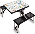 Picnic TIME Portable Folding Picnic Table with Seats for 4, Collapsible Aluminum Table with Benches & Umbrella Hole, Lightweight Foldable Table for Camping, Travel, Backyard, Tailgating | with Umbrella Hole
