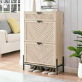 Shoe Cabinet Storage with 2 Flip Drawers, Narrow Hidden Shoes Cabinet Organizer for Entryway, Freestanding Slim Shoe Rack Front Door Entrance(Oak)