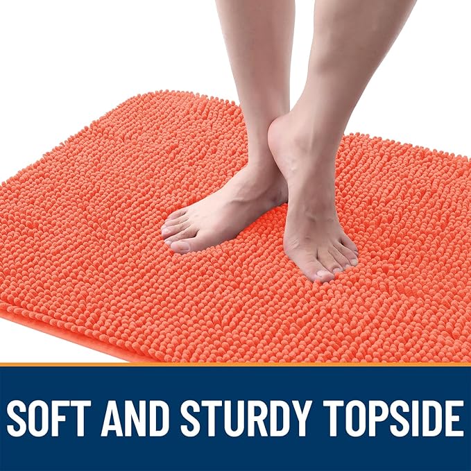 OLANLY Dog Door Mat for Muddy Paws 40x32, Absorbs Moisture and Dirt, Absorbent Non-Slip Washable Doormat, Quick Dry Chenille Mud Mat for Dogs, Entry Indoor Entryway Carpet for Inside Floor, Coral
