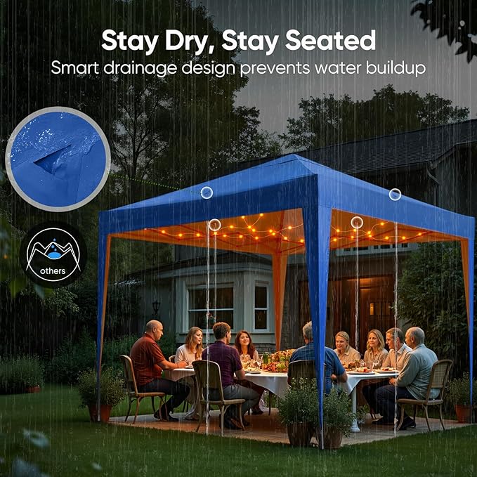 Quictent 10x10 Pop Up Canopy Tent Without Sidewall, Instant Setup Gazebo for 1 Person, Portable & Compact, Waterproof & UV Protection, Ideal for Camping, Beach, Parties, and Outdoor Events