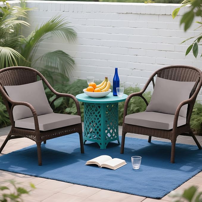 Outdoor Seat Cushion Set 22 x 22 In, Water-Resistant & Fade-Resistan, Patio Furniture Cushions with Removable Cover Deep Seat & Back Cushion with Handle and Adjustable Straps for Chair Sofa,2PC