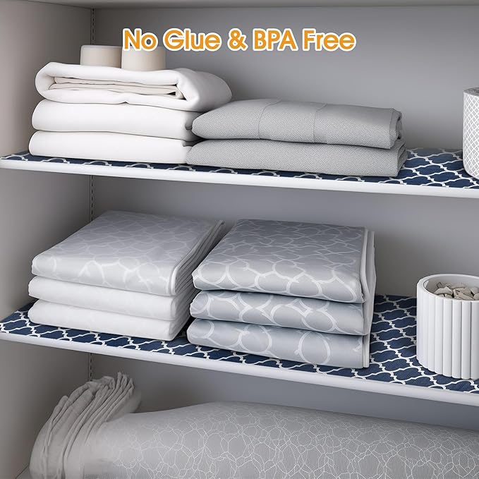 Shelf and Drawer Liner for Kitchen Cabinets Non-Adhesive, Strong Grip Non-Slip Thickened Cabinet Liners for Shelves, Waterproof Mats for Dresser Cupboard, Blue, 23 in x 20 Feet