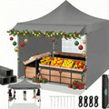 COBIZI 10x10 Pop Up Canopy Tent Heavy Duty with Sidewalls, Outdoor Commercial Canopy with Awning, Waterproof&23 SF Extended Awning, Vendor Tent for Market, Party Events, Grey