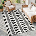 OJIA Outdoor Area Rug 4'x6', Black and White Outdoor Rug Machine Washable Patio Rugs Cotton Hand Woven Door Mats Indoor Outdoor Striped Rugs for Front Porch/Deck/Backyard/Balcony/Home Decor