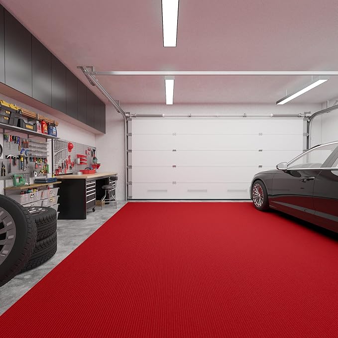 Ottomanson 6'6" x 41' Hallway Runner with Scraper Pile Extra Durable Non-Slip Rug Mat for Indoor & Outdoor Use - Ideal for Kitchen, Entryway, Patio & Garage - High-Traffic Carpet, Red