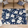 Boho Rugs for Bedroom - 5x8 Area Rug - Blue White Flowers Rugs for Living Room, Vintage Modern Flowers Rug, Washable Home Decor Carpet