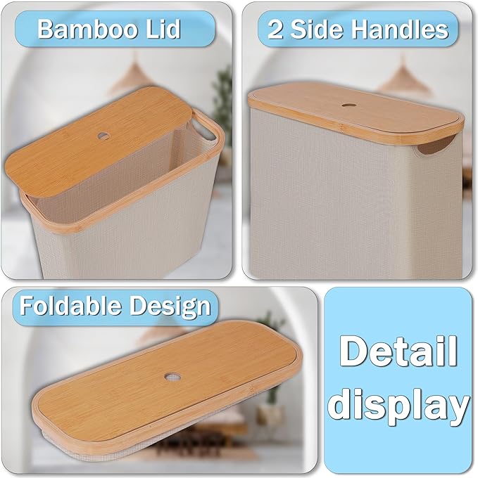 efluky Toilet Paper Basket with Lid, Toilet Paper Organizer for Bathroom, Free Standing Toilet Paper Holder with Storage, Brownbeige
