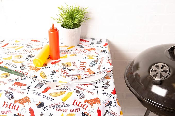 DII Outdoor Tabletop Collection, Stain Resistant & Waterproof, 60x120 w/Zipper, Barbeque