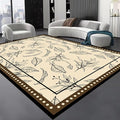 Medieval French Style Area Rugs 4x5ft, Off-White Botanical Leaf Pattern Rug, Low Pile Carpet, Washable & Non-Slip for Living Room, Bedroom, Dining Room, Dorm