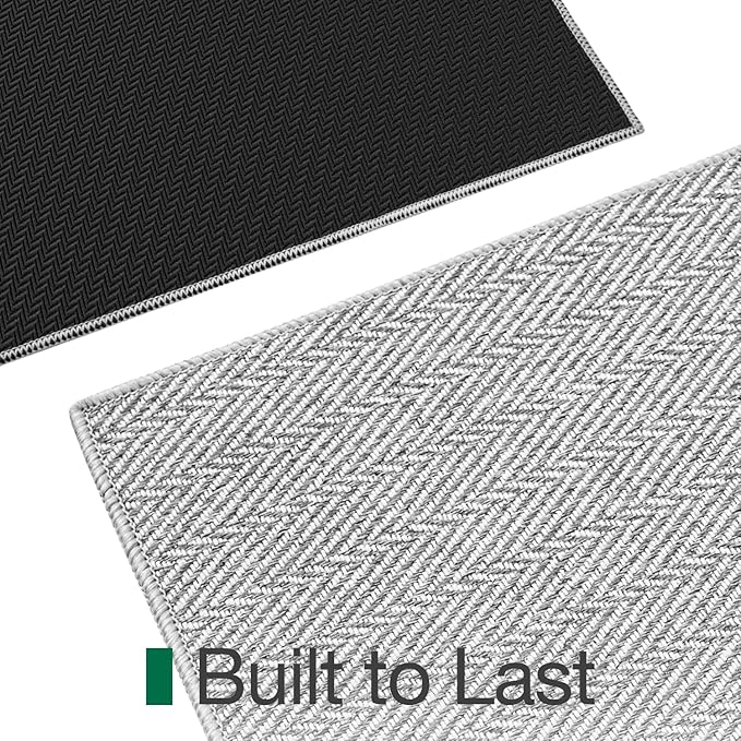 LUMI Ultra Thin Indoor Door Mat for Entrance 48"x72", Non Slip Entryway Mat, Low Profile Doormat, Unique Herringbone Design Carpet for Inside, Patio, Porch, Gray