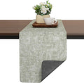 Table Runners 94 Inches Long, Dual-Sided Faux Leather Farmhouse Table Runner Waterproof Non-Slip for Living Room Party Home Decor Holiday Decorations(Gray Grass Green, 12 x 94 Inch)