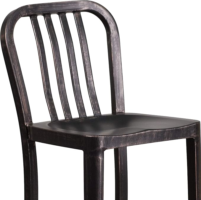 Flash Furniture Gael Commercial Grade 2 Pack 30" High Black-Antique Gold Metal