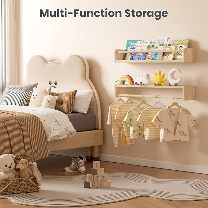 upsimples 2 Pack Nursery Book Shelves, 23.6 Inch Floating Bookshelves