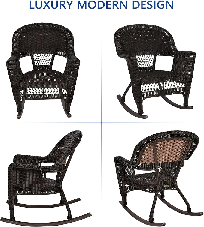 Jeco 3 Piece Rocker Wicker Chair Set