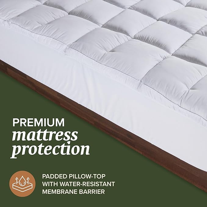 Beckham Hotel Collection King Size Mattress Pad (Extra Padded) & Protector Hybrid - Quilted Pillow Top Mattress Cover - Thick, Plush, Fitted Mattress Topper for Bed