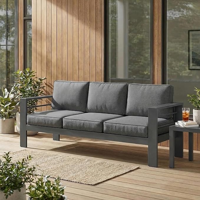 Wisteria Lane Metal Patio Furniture Sofa, All-Weather Outdoor Couch