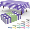 Smiry 5 Pack Purple Gingham Disposable Tablecloths - 54" x 108" Heavy Duty Plastic Table Cloth, Waterproof Buffalo Plaid Table Covers for Picnic, Banquets, Parties