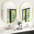 TRAHOME Oval Bathroom Mirror, 2 Pack 24"x36" Gold Vanity Mirror for Over Sink, Bedroom, Living Room, Entryway, Modern Mounted Metal Frame Wall Mirror